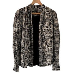 JULIE BRANDT 100% Silk Lia Blazer Black & Ivory M